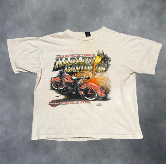 Vintage 1990's "Forged in Steel" Harley Davidson Tee (L)